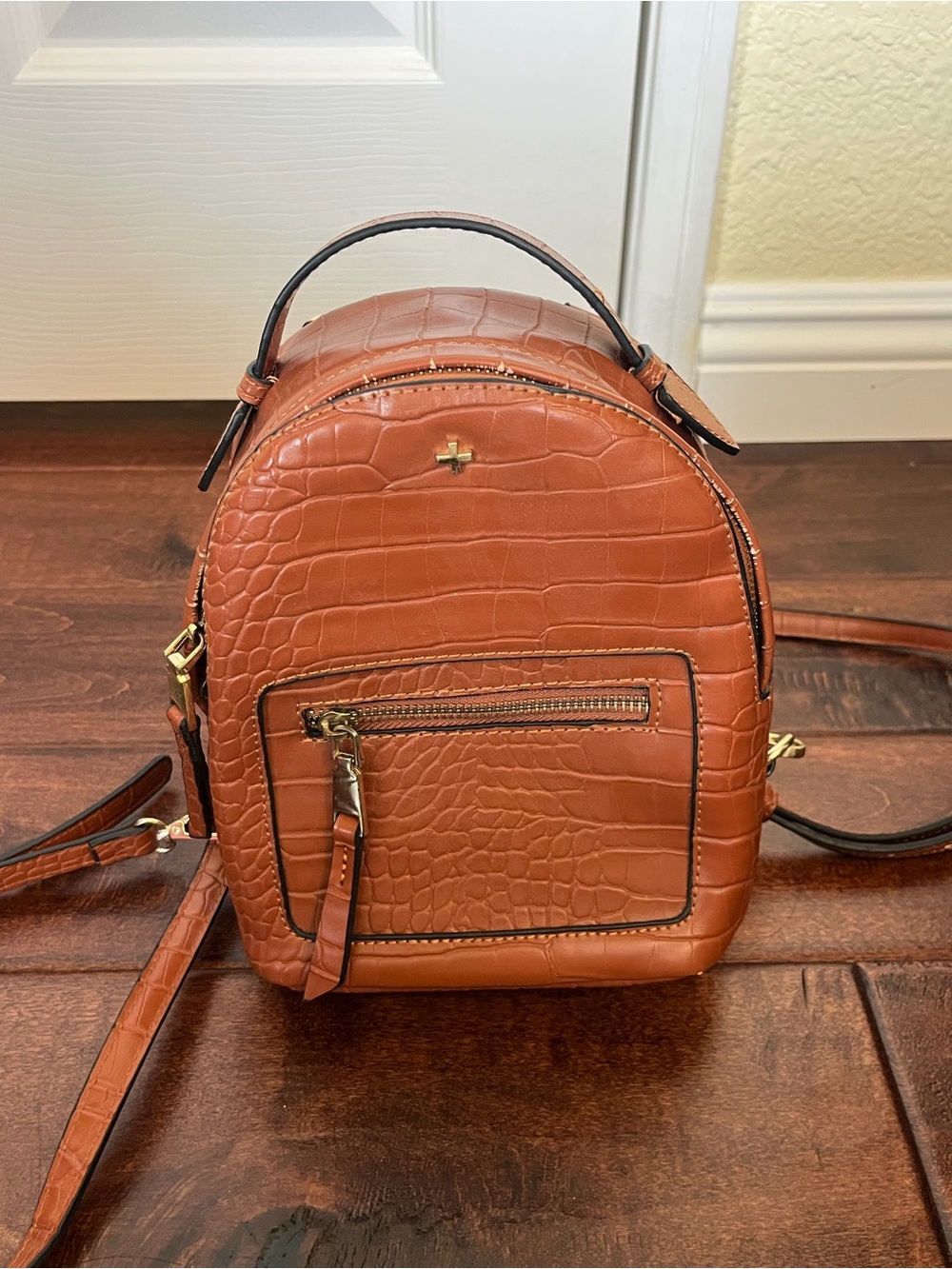 Peta + Jain Mini Croc-Embossed Backpack Purse - Tan
